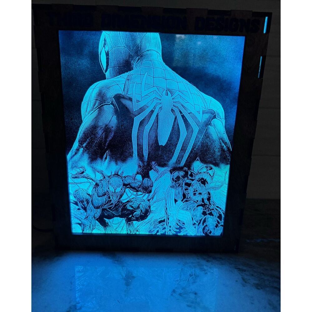 Custom Made Neon Lighted Color Changing Spider-Man Venom Wall/Standing Light Box - Picture 4 of 15